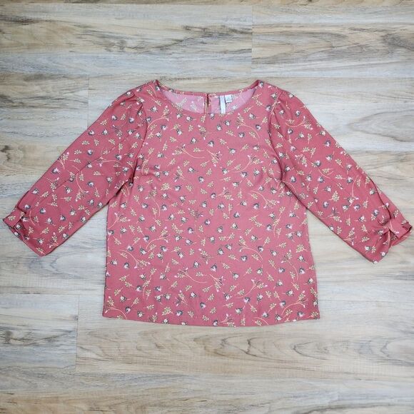 💛Lauren Conrad Dusty Pink Floral Lightweight Top Small - Picture 2 of 12